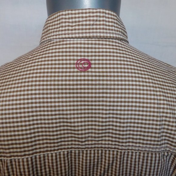 Mavi Mens L Brown White Check gingham button front long sleeve shirt - Picture 10 of 10
